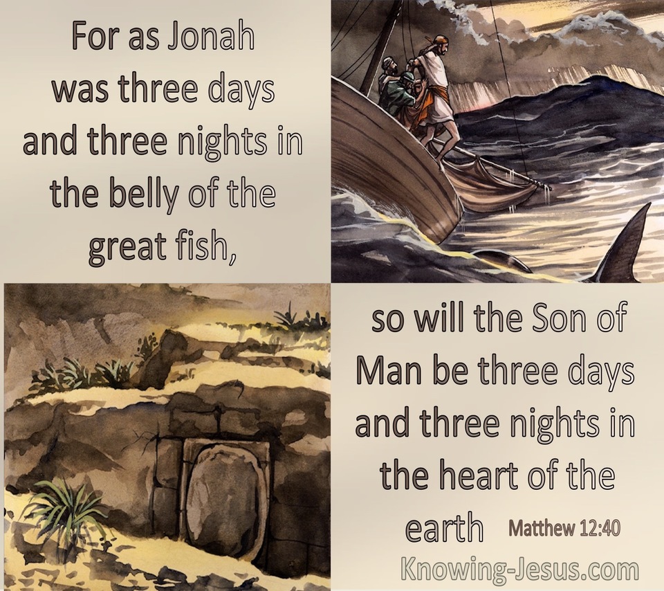 Matthew 12:40 As Jonah Was Three Days And Nights In The Belly Of The Whale  So Also The Son Of Man (beige)
